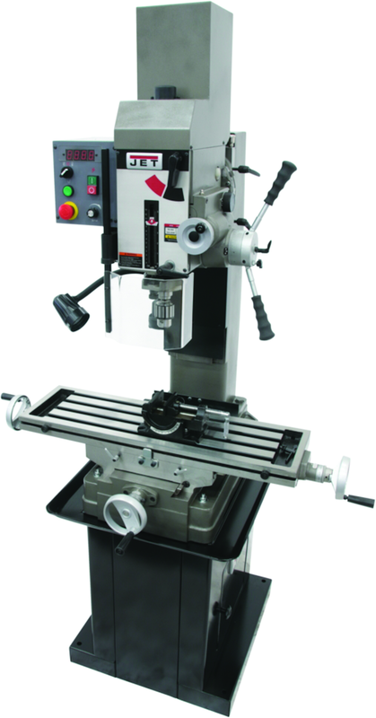 JMD-45VSPFT Variable Speed Geared Head Square Column Mill Drill with Power Downfeed & Newall DP500 2-Axis DRO & X-Axis Powerfeed - Top Tool & Supply