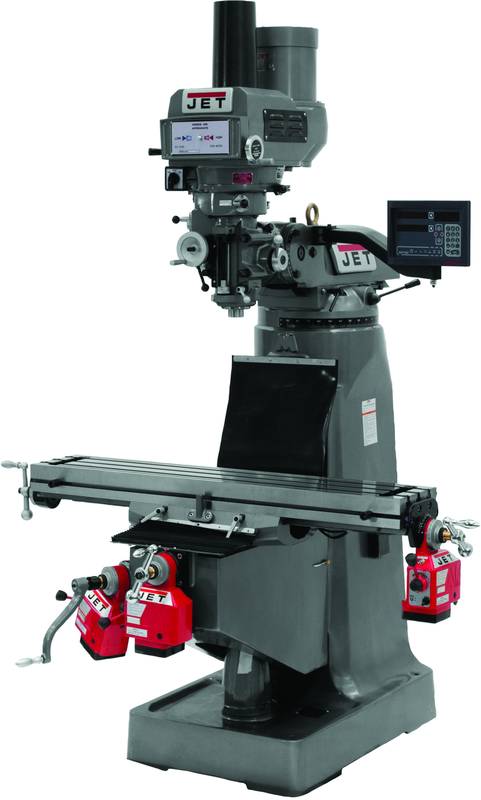 JTM-4VS Mill With 3-Axis Newall DP700 DRO (Quill) With X, Y and Z-Axis Powerfeeds and Power Draw Bar - Top Tool & Supply