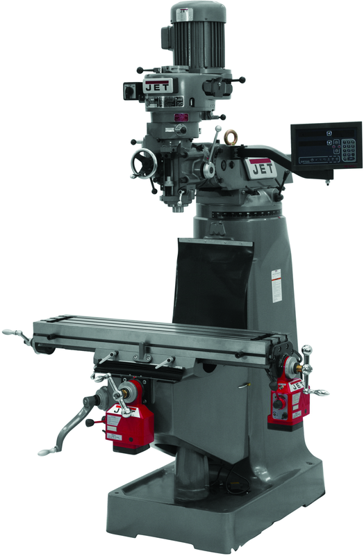 JTM-1 Mill With 3-Axis Newall DP700 DRO (Quill) With X and Y-Axis Powerfeeds - Top Tool & Supply