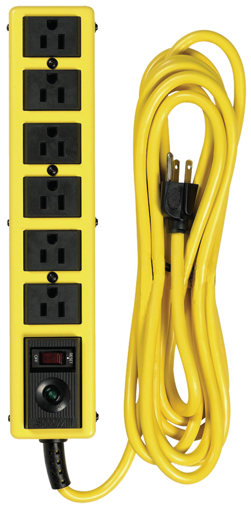 6 Outlet - Black/Yellow - Surge Protector/Circuit Breaker - Top Tool & Supply
