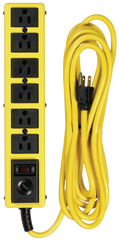 6 Outlet - Black/Yellow - Surge Protector/Circuit Breaker - Top Tool & Supply