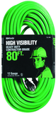 80' Ext. Cord Extra HD 1-Outlet- Neon High Visibility - Top Tool & Supply