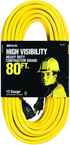 80' Ext. Cord Extra HD 1-Outlet- Neon High Visibility - Top Tool & Supply
