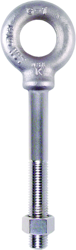 Plain Pattern Nut Eye Bolt - 1-8 Thread; 2" Eye Dia. - Top Tool & Supply