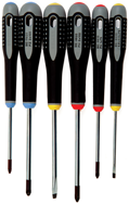 6 Piece - Ergo Handle Screwdriver Set - Includes: #1 x 4; #2 x 4 Phillips; #1 x 4; #2 x 4 Pozidriv; 9/64 x 3; 7/32 x 4 Slotted Cabinet - Top Tool & Supply