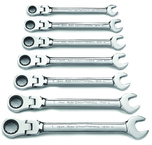 7 Piece - Flex-Head Metric Combination Ratcheting Wrench Set - Top Tool & Supply