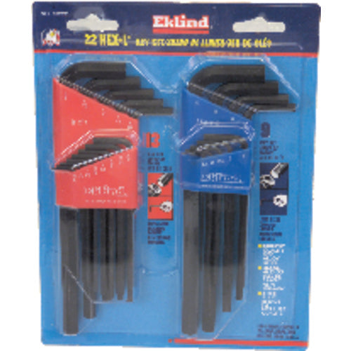 22 Pieces-0.050″-3/8″ & 1.5-10 mm Long Arm Style - Hex Key Set - Top Tool & Supply