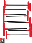 11 Piece - 5/64 - 3/8" T-Handle Style - Ball End Hex Key Set with Cushion Grip - Top Tool & Supply