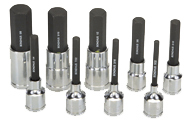 9 Piece - 4; 5; 6; 7; 8; 10; 12; 14; 17mm - 2" OAL - Pro Hold® Metric Socket Bit Set - Top Tool & Supply