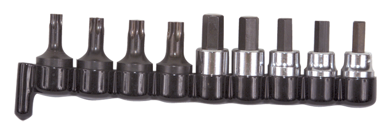 9 Piece - #29150 - 3/8'' Drive - Includes: 1/4; 3/8 Hex; 7; 8; 10mm Hex; T40; T45; T47; T50 Torx - Socket Drive Hex & Torx Bit Set - Top Tool & Supply