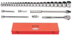 29 Piece - #9323644 - 10 to 21mm - 1/2" Drive - 12 Point - Metric Socket Set - Top Tool & Supply