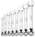 Snap-On/Williams Reverse Ratcheting Wrench Set -- 8 Pieces; 12PT Chrome Plated; Includes Sizes: 5/16; 3/8; 7/16; 1/2; 9/16; 5/8; 11/16; 3/4"; 5° Swing - Top Tool & Supply