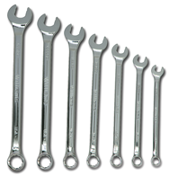 Snap-On/Williams Fractional Combination Wrench Set -- 7 Pieces; 12PT Satin Chrome; Includes Sizes: 3/8; 7/16; 1/2; 9/16; 5/8; 11/16; 3/4" - Top Tool & Supply