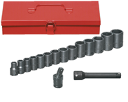 16 Piece - #9324566 - 10 to 27mm - 1/2" Drive - 6 Point - Metric Deep Impact Socket Set - Top Tool & Supply