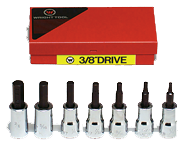 7 Piece - 1/8; 5/32; 3/16; 7/32; 1/4; 5/16; 3/8" - 3/8" Drive - Hex Bit Set - Top Tool & Supply