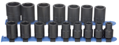 16 Piece - #466 - 10 to 27mm - 1/2'' Drive - 6 Point - Metric Impact Socket Set - Top Tool & Supply