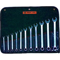 Wright Tool Fractional Combination Wrench Set -- 11 Pieces; 12PT Chrome Plated; Includes Sizes: 3/8; 7/16; 1/2; 9/16; 5/8; 11/16; 3/4; 13/16; 7/8; 15/16; 1"; Grip Feature - Top Tool & Supply