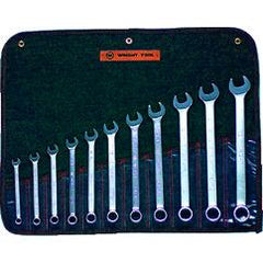 Wright Tool Fractional Combination Wrench Set -- 11 Pieces; 12PT Chrome Plated; Includes Sizes: 3/8; 7/16; 1/2; 9/16; 5/8; 11/16; 3/4; 13/16; 7/8; 15/16; 1"; Grip Feature - Top Tool & Supply