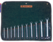 Wright Tool Metric Combination Wrench Set -- 11 Pieces; 12PT Chrome Plated; Includes Sizes: 7; 8; 9; 10; 11; 12; 13; 14; 15; 17; 19mm - Top Tool & Supply