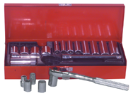 21 Piece - #A34 - 3/8 to 7/8" - 3/8'' Drive - 12 Point - Socket Set - Top Tool & Supply