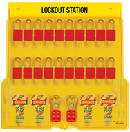 Padllock Wall Station - 22 x 22 x 1-3/4''-With (20) 1106 Aluminum Padlocks - Top Tool & Supply