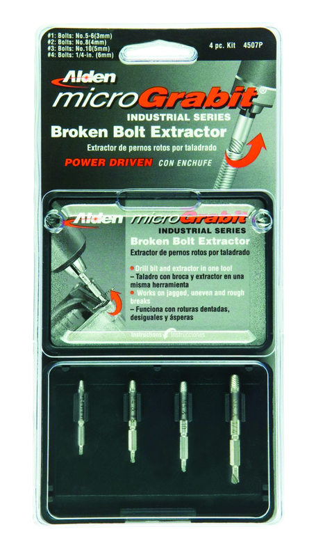 #4507P; Removes #4 to #16 Screws; 4 Piece Micro Grabit - Screw Extractor - Top Tool & Supply