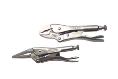 Locking Plier Set -- 2pc. Chrome Plated- Includes: 6" Long Nose; 7" Curved Jaw - Top Tool & Supply