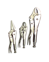 Locking Plier Set -- 3pc. Chrome Plated- Includes: 5"; 10" Curved Jaw / 6" Long Nose - Top Tool & Supply
