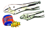 2pc. Chrome Plated Locking Pliers Set with Free Soft Toss Tiger Baseball - Top Tool & Supply