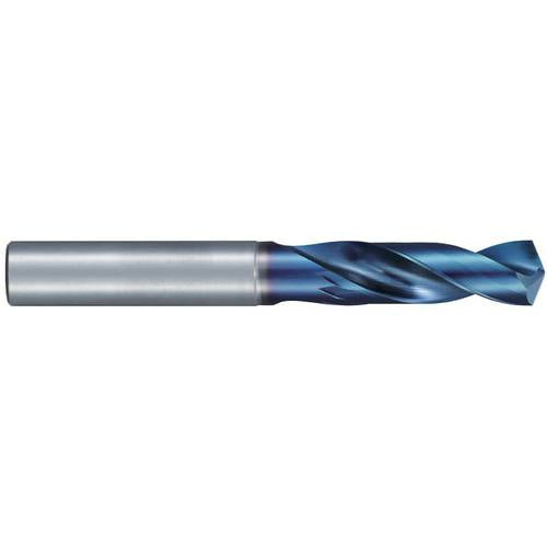 17/32″ Dia. × 14 mm Shank × 53 mm Flute Length × 107 mm OAL, Stub, 135°, Aqua Revo D, 2 Flute, External, Solid Carbide Drill - Exact Industrial Supply