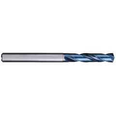 17/32″ Dia. × 14 mm Shank × 60 mm Flute Length × 107 mm OAL, 3XD, 140°, Aqua Revo D, 2 Flute, Internal, Solid Carbide Drill - Exact Industrial Supply