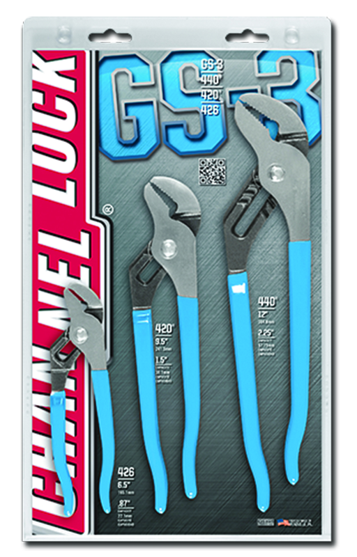 Channellock Tongue & Groove Plier Set -- #GS3; 3 Pieces; Includes: 6-1/2"; 9-1/2"; 12" - Top Tool & Supply