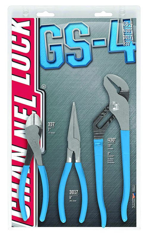 Channellock Combo Pliers Set -- #GS4; 3 Pieces; Includes: 7-1/2" Long Nose; 7" Cutting; 10" Tongue & Groove - Top Tool & Supply