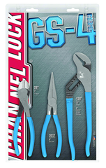 Channellock Combo Pliers Set -- #GS4; 3 Pieces; Includes: 7-1/2" Long Nose; 7" Cutting; 10" Tongue & Groove - Top Tool & Supply