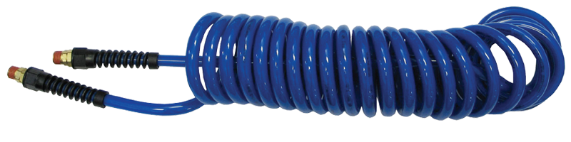 #PU1450BB - 1/4 MPT x 50 Feet - Dark Blue Polyurethane - 1-Swivel Fitting(s) - Self-Storing Hose - Top Tool & Supply