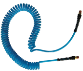 #PUE1410BT - 1/4 MPT x 10 Feet - Transparent Blue Polyurethane - 2 Swivel Fitting(s) - Self-Storing Hose - Top Tool & Supply