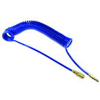 #PUE3810BT - 3/8 MPT x 10 Feet - Transparent Blue Polyurethane - 2 Swivel Fitting(s) - Self-Storing Hose - Top Tool & Supply