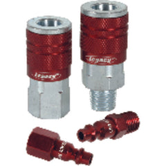 Model A73456D–1/4″ Body × 1/4″ NPT (5 pieces) - Red Industrial Coupler & Plug Kit - Top Tool & Supply