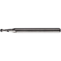 0.03″ Dia. × 1/8″ Shank × 0.09″ DOC × 2″ OAL, Carbide TA, Spiral , 2 Flute, 30° Helix, Ballnose End Mill - Exact Industrial Supply