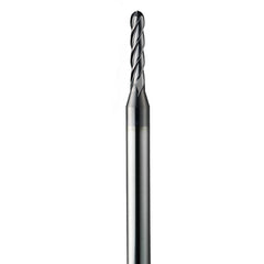 ‎0.015″ Dia. × 1/8″ Shank × 0.045″ DOC × 1-1/2″ OAL, Carbide AlTiN, Spiral , 4 Flute, 30° Helix, Ballnose End Mill - Exact Industrial Supply