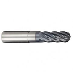 1/4" Dia. - 3/8" LOC - 2-1/2" OAL - Ball Nose 5 FL Carbide S/E HP End Mill-AlCrNX - Top Tool & Supply