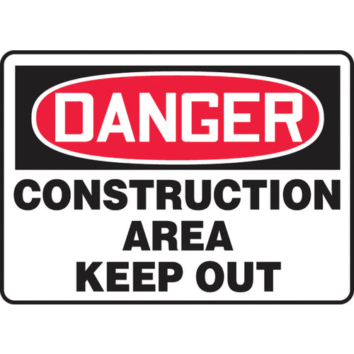 Sign, Danger Construction Area Keep Out, 7″ × 10″, Vinyl - Top Tool & Supply