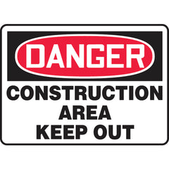 Sign, Danger Construction Area Keep Out, 10″ × 14″, Plastic - Top Tool & Supply