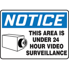 Sign, Notice This Area Is Under 24 Hour Video Surveillance, 10″ × 14″, Plastic - Top Tool & Supply