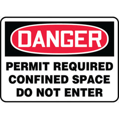 Sign, Danger Permit Required Confined Space Do Not Enter, 7″ × 10″, Aluminum - Top Tool & Supply