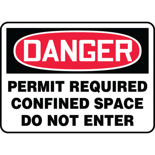 Sign, Danger Permit Required Confined Space Do Not Enter, 7″ × 10″, Vinyl - Top Tool & Supply