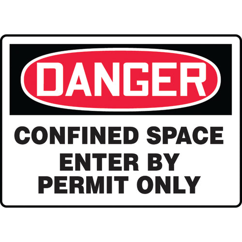 Sign, Danger Confined Space Enter By Permit Only, 10″ × 14″, Vinyl - Top Tool & Supply