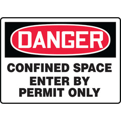 Sign, Danger Confined Space Enter By Permit Only, 10″ × 14″, Vinyl - Top Tool & Supply