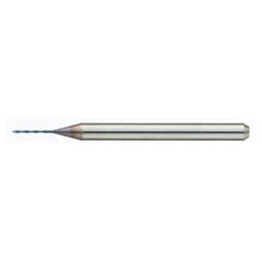 MDSS0030-ACF40B 0.3 mm Dia. × 0.3 mm Shank × 3 mm Flute Length × 38 mm OAL, PVD, External Coolant, Cylindrical Solid Carbide Drill - Exact Industrial Supply