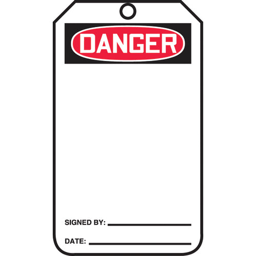 Safety Tag, Danger (Blank), 25/Pk, Cardstock - Top Tool & Supply